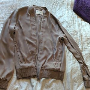 Babaton Aritzia bomber style jacket taupe color